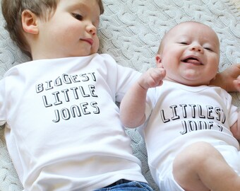 Personalisierte Littlest Nachname Geschwister Set / Neues Baby Geschenk