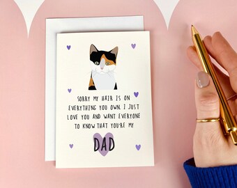 Funny Cat Hair Father's Day Card, Personalised Card