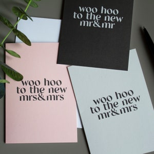 Woo hoo Wedding Day Wordy Card / M. & M / M. et M / Mme et Mme