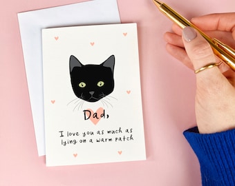 Funny Warm Patch Cat Father's Day Card, Personalised Gift From Cat