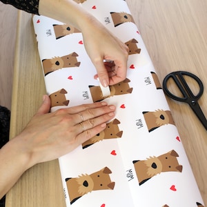 Personalised Heart Dog Wrapping Paper/ Mother's Day / Labrador / Pug / Dachshund / French Bulldog / Border Terrier/ Cavalier King Charles image 1