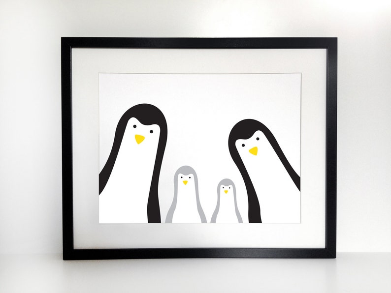 Kite personalizzato Penguin Family Print / Selfie / Family Portrait / Stampa personalizzata / Stampa vivaio / Nuovo regalo bambino / Stampe per bambini immagine 3