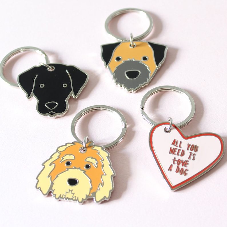 Hunde Schlüsselring / Labrador / Border Terrier / Cockapoo / Labradoodle / Cavapoo / Hund / Metall Schlüsselring Bild 1