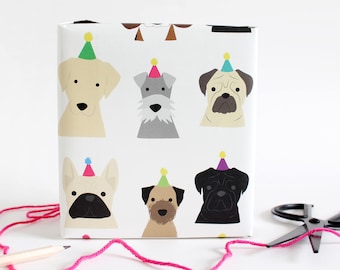 2 sheets Birthday Dog wrapping paper/ birthday gift wrap / puppy / schnauzer / labrador / pug / sausage dog / border terrier / Frenchie