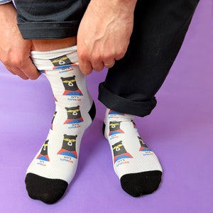 Personalised Super Dad or Mum Bear socks /  Father&#39;s Day  Gift / Mother&#39;s Day gift