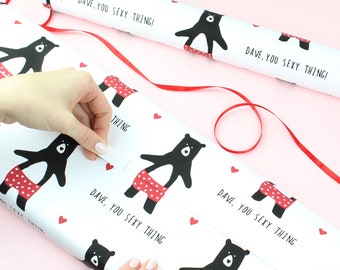 Personalised Sexy Thing Bear Wrapping Paper / Gift wrap / Birthday / Party / Unisex / Anniversary /