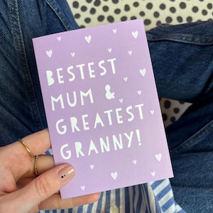 Carte pleine de paroles pour la meilleure maman et la plus grande grand-mère, pour la fête des mères ou un anniversaire