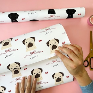 Personalised Christmas Bow Dog Wrapping Paper