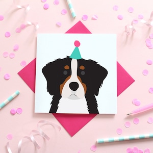 Carte Anniversaire chien bouvier bernois