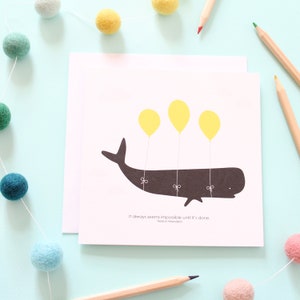 It Always Feels Impossible, Flying Whale Card / Graduation Card / Celebration Card / Exam Cards / New Born Card