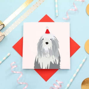 Carte de Noël vieux chien de berger anglais