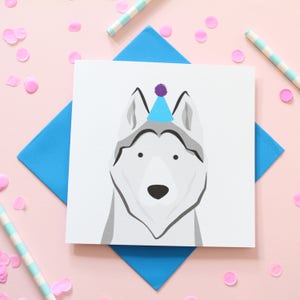 Carte Anniversaire chien husky