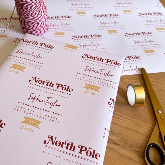 Personalised North Pole Delivery 2023, Christmas Wrapping Paper