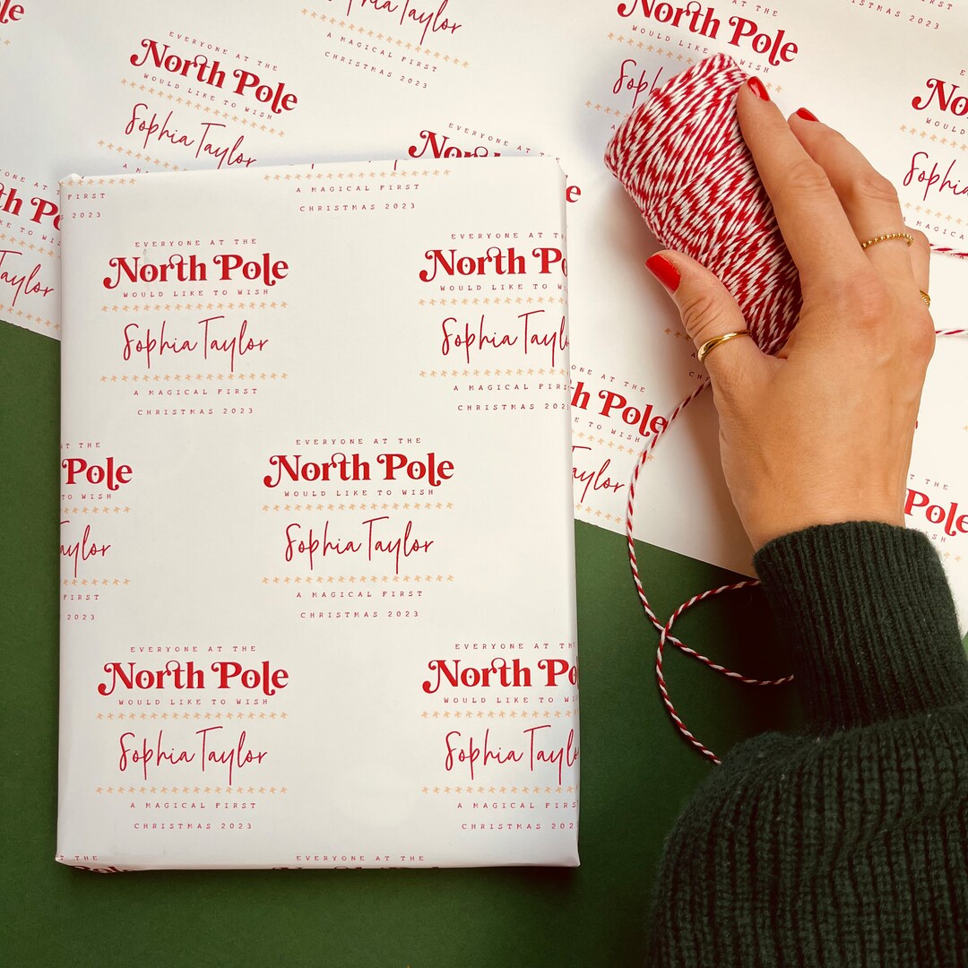 Christmas Wrapper 2025 Personalised First Christmas 2025, North Pole Wrapping Paper - Etsy