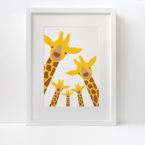 Personalised Giraffe Family Print / Family Selfie / Family Portrait / Personalised Nursery Print image 4