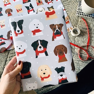 Christmas Snowy Dog Wrapping Paper / Recycled Paper **Seconds **