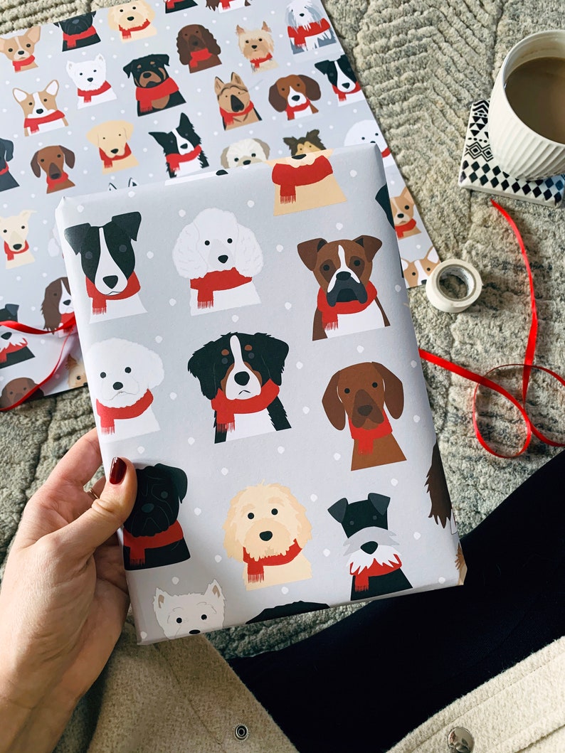 Snowy Christmas Dog Wrapping Paper image 1