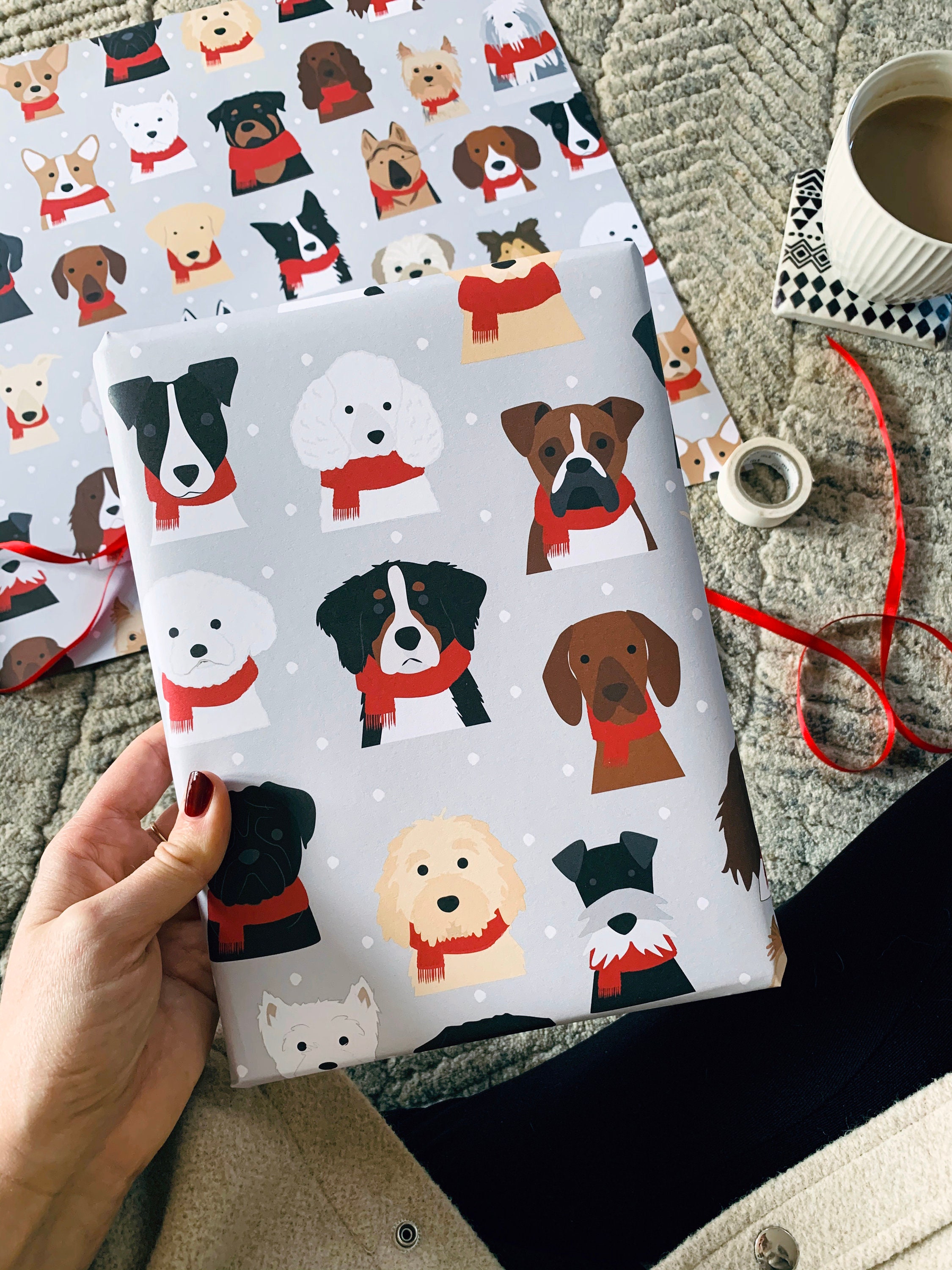 Dog Christmas Present Wrapping Paper Toy Xmas Sheet Acid Free Paw Print  Tissue