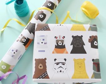 star bears wrapping paper / birthday wrapping paper / birthday party gift wrap / Bears / Children's wrapping paper
