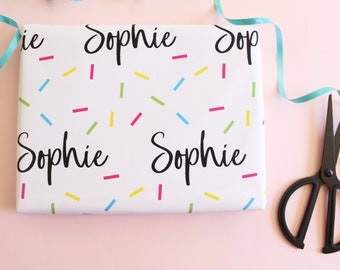 Personalised Confetti Name Wrapping Paper / Birthday gift wrap