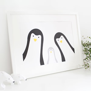 Kite personalizzato Penguin Family Print / Selfie / Family Portrait / Stampa personalizzata / Stampa vivaio / Nuovo regalo bambino / Stampe per bambini immagine 1