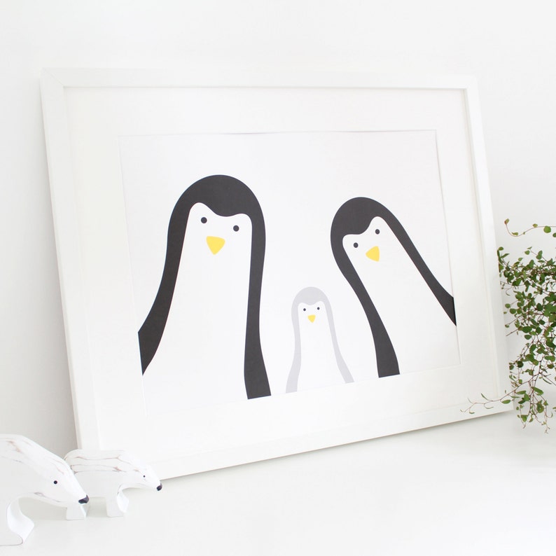 Kite personalizzato Penguin Family Print / Selfie / Family Portrait / Stampa personalizzata / Stampa vivaio / Nuovo regalo bambino / Stampe per bambini immagine 1