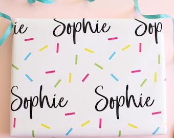 Personalised Confetti Name Wrapping Paper / Birthday Gift Wrap