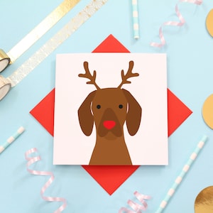 Carte Chien Vizsla de Noël