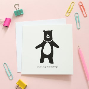 Maman câlins / carte ours / carte de fête des mères / première fête des mères / fête des mères