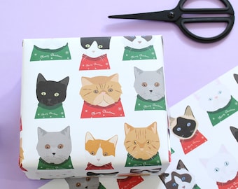 Christmas cat wrapping paper, christmas jumper