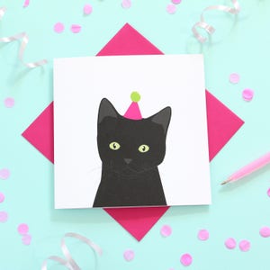 Carte d'anniversaire chat noir