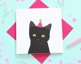 Birthday Black Cat Card