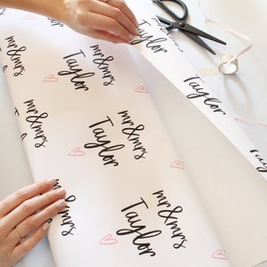 personalised wedding day names  wrapping paper / mr & mrs / mr and mr / mrs and mrs/ wedding day / gift wrap /