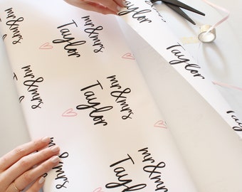 Personalised Wedding Day Surname Wrapping Paper: Mr & Mrs or Same Sex