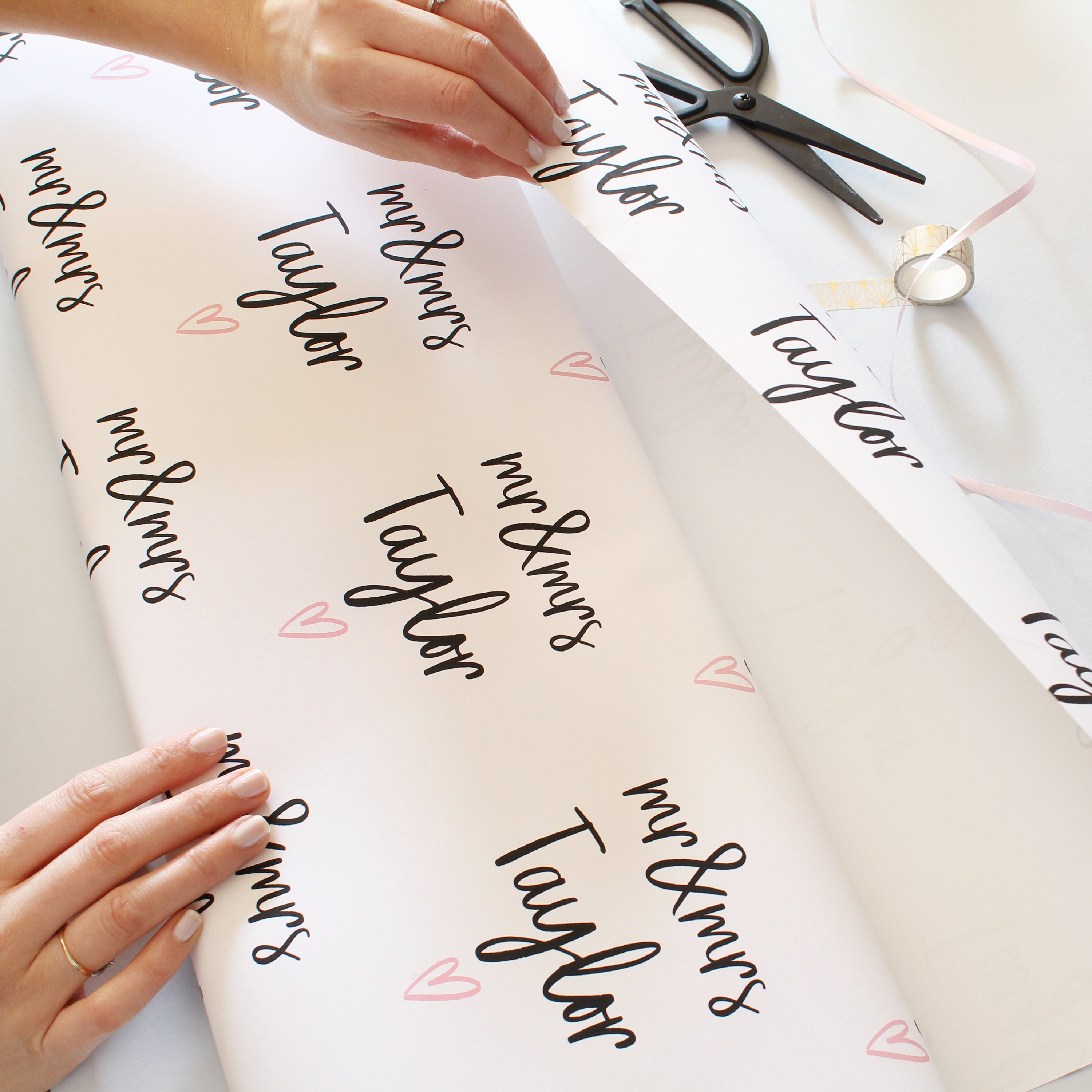 Personalised Wedding Day Names Wrapping Paper / Mr & Mrs / Mr 
