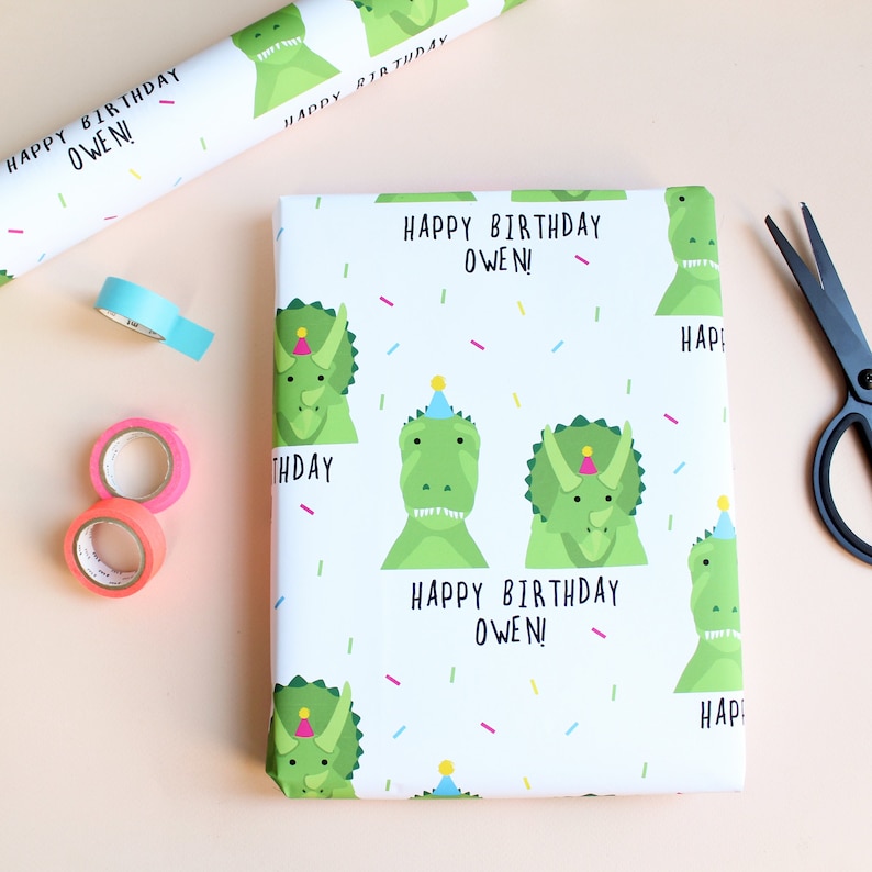 personalized dinosaur wrapping paper