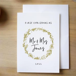 Carte de Noël personnalisée pour la première année de mariage