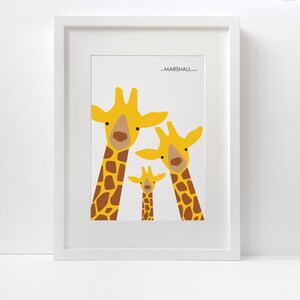 Personalised Giraffe Family Print / Family Selfie / Family Portrait / Personalised Nursery Print image 2