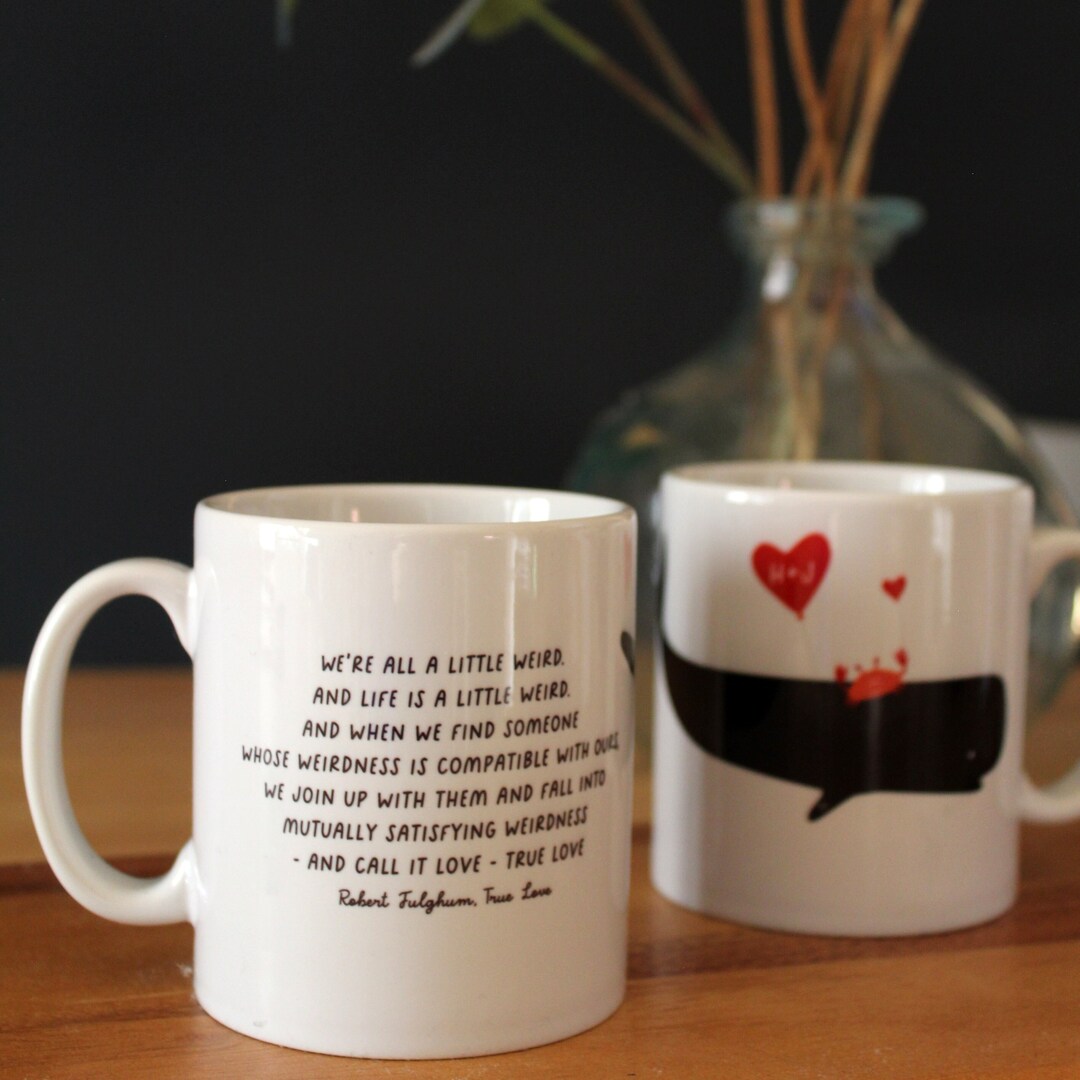 Personalised Weird Love Crab and Whale Mug Valentines Day