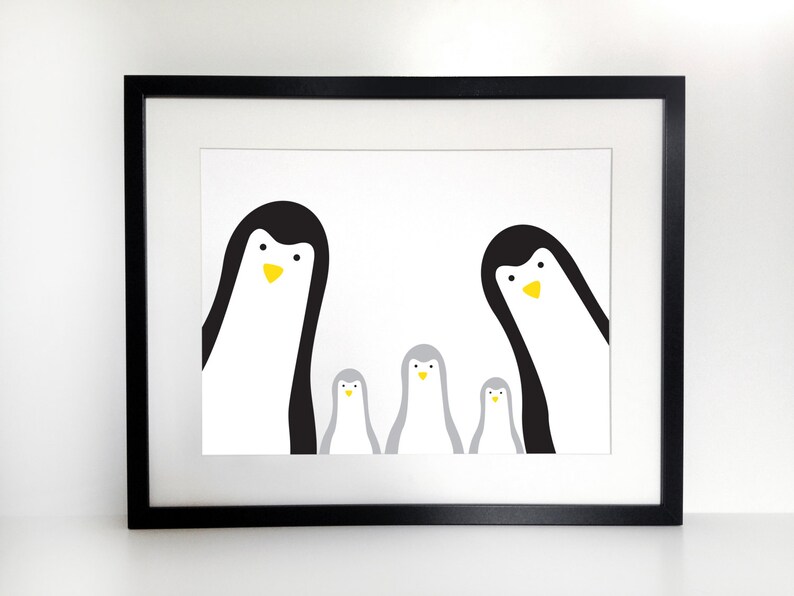 Kite personalizzato Penguin Family Print / Selfie / Family Portrait / Stampa personalizzata / Stampa vivaio / Nuovo regalo bambino / Stampe per bambini immagine 4