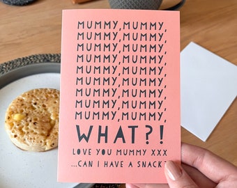 Funny Mummy Snack,  Mother's Day Card from kids, Mummy Birthday Card