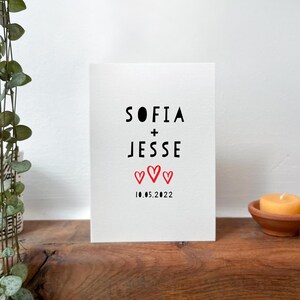 Prénom personnalisé et carte de mariage/anniversaire