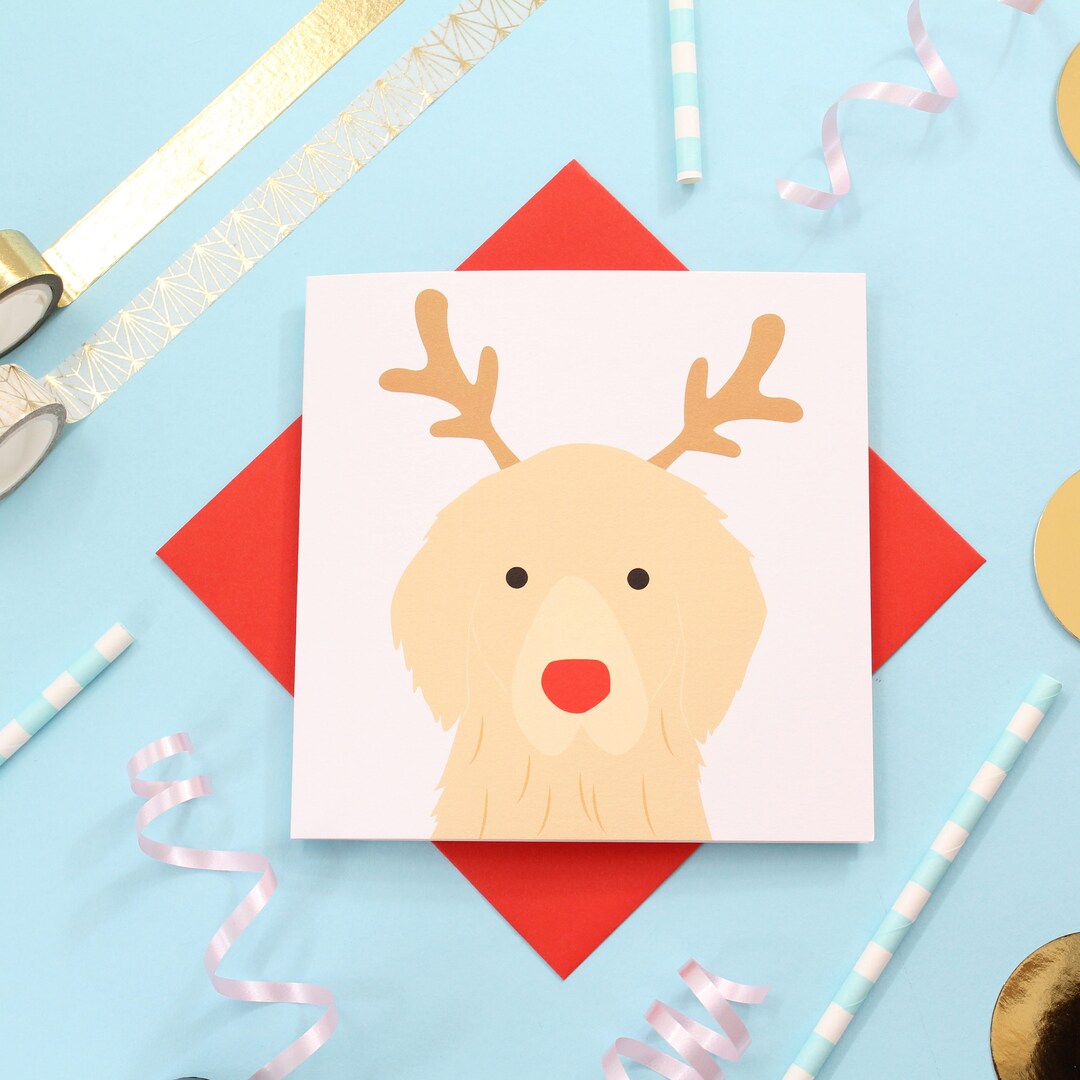 Christmas Golden Retriever Dog Card - Etsy