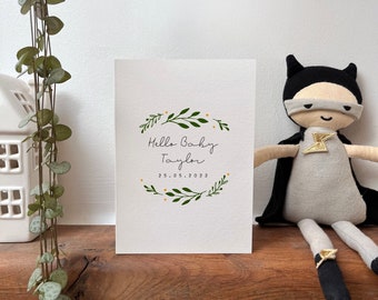 Personalised Botanical New Baby  Card