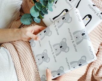 personalised animal mummy / daddy and me wrapping paper /Mother's Day / Father's Day / new baby/ gift wrap