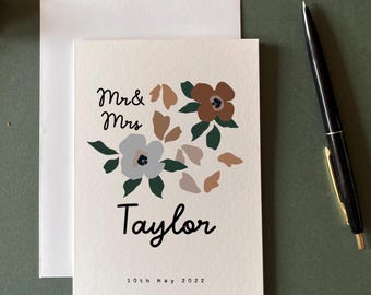 Personalised Floral Wedding Day Card