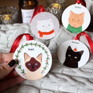 Personalised Cat Christmas Bauble / Christmas Tree Ornament image 1