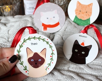 Personalised Cat Christmas Bauble / Christmas Tree Ornament