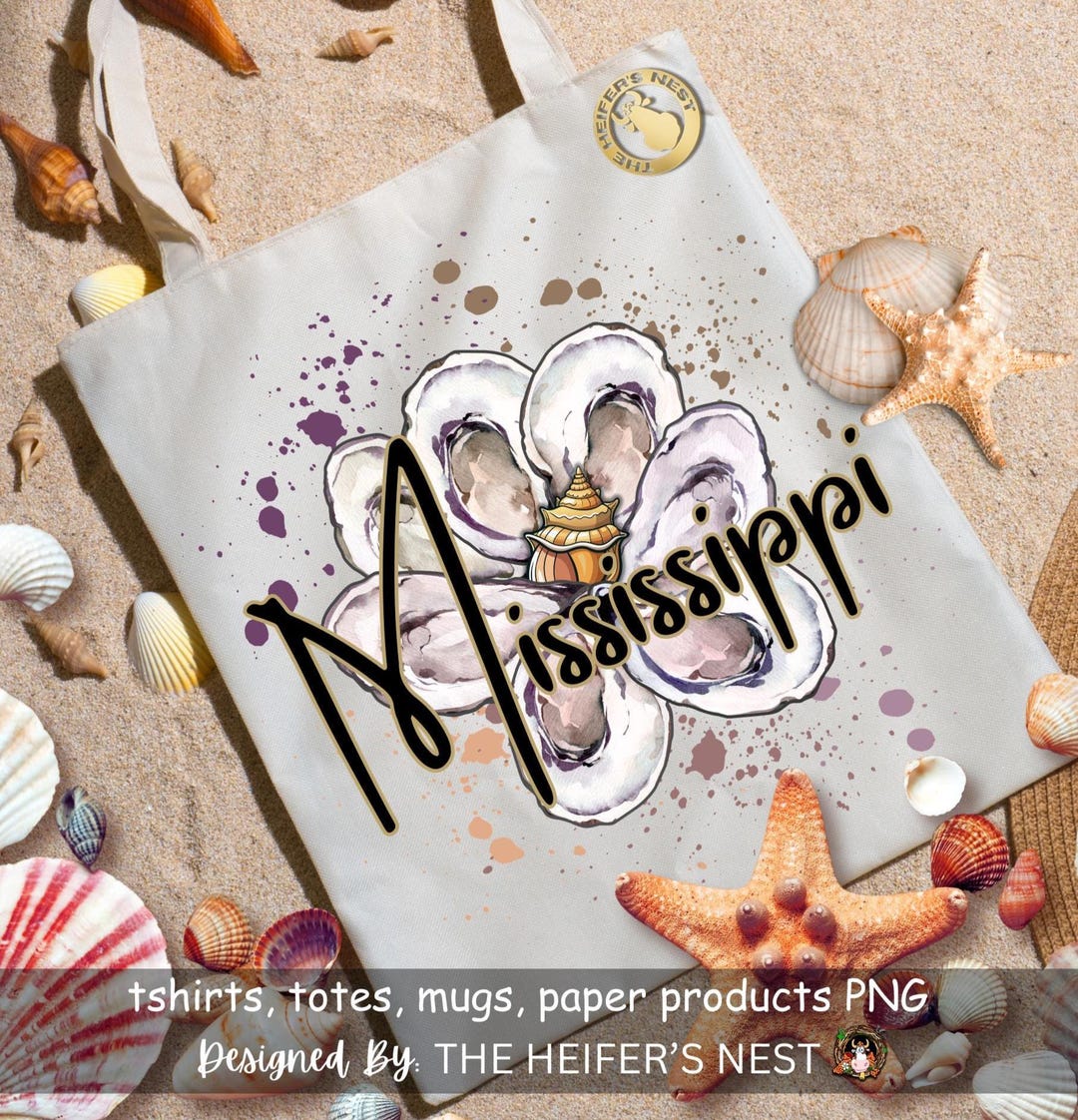 Miss Shell Mississippi Magnolia Oyster Shell Design, Beach Graphic (digital ...