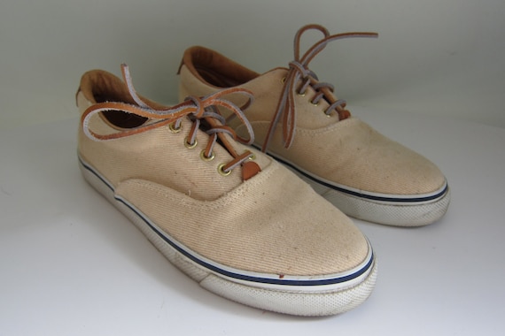 Items similar to Vintage Hang Ten Boat Shoes Cream on Etsy